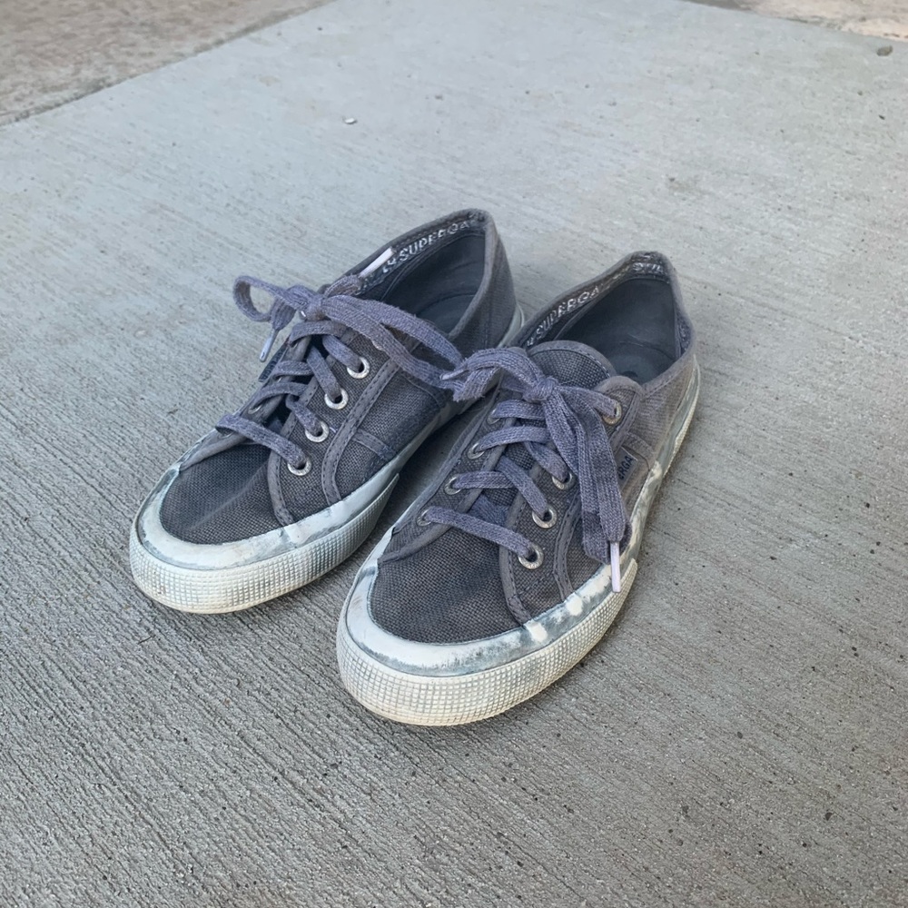 Grey Superga Sneakers, worn condition, size 7.5
